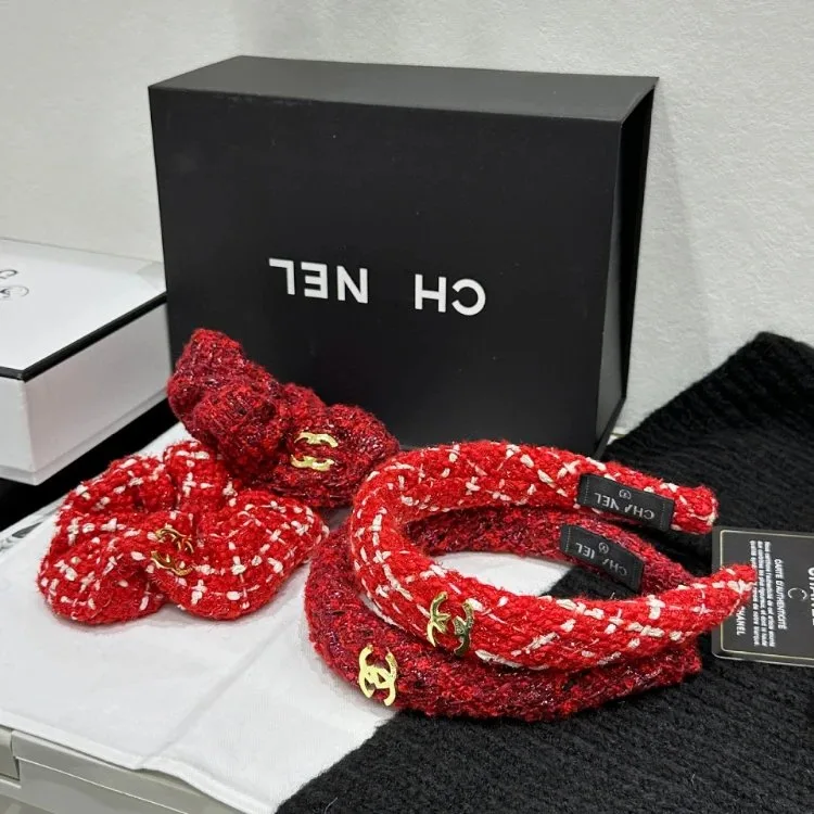 Chanel Tweed-Haarreif & Haargummi