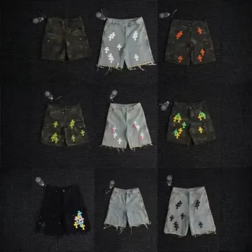 Chrome Hearts Cross-Patch Denim Shorts